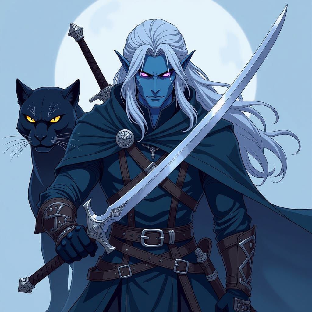 Drizzt Do'Urden and Guenhwyvar in Cel-Shaded Style