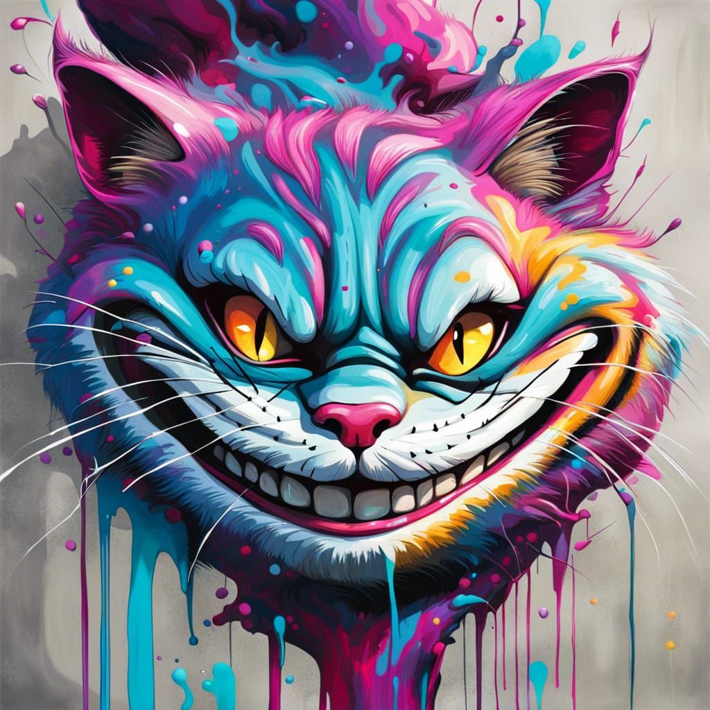 Cheshire Cat Floating: Graffiti and Splash Art
