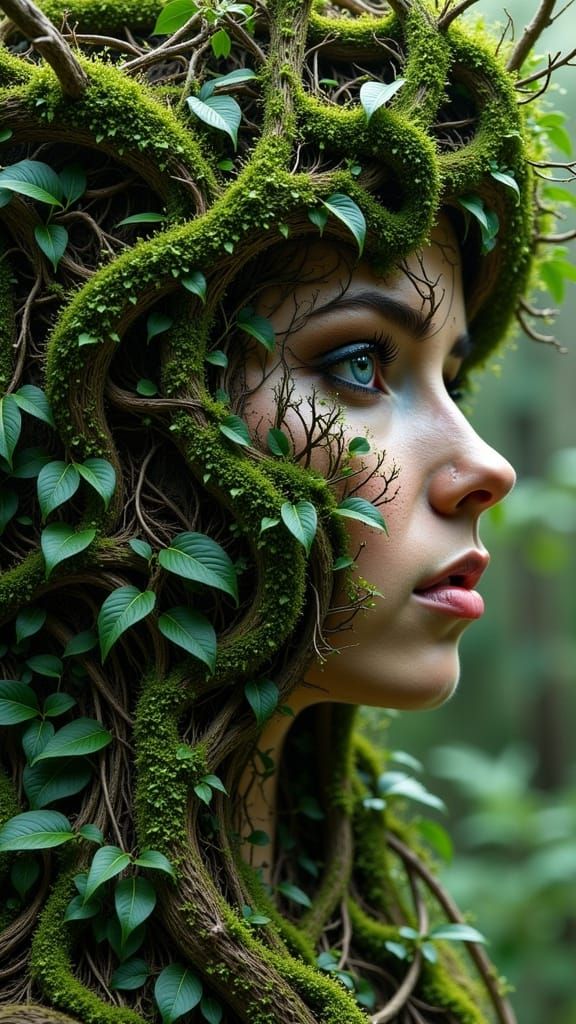 Surreal Woman Blends With Nature in Wide-Angle Nightmare Sce...