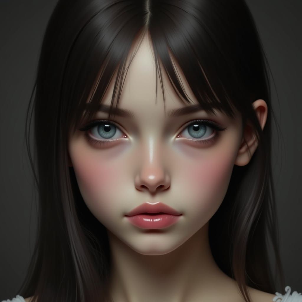Teenage Girl with Silver Eyes Digital Painting