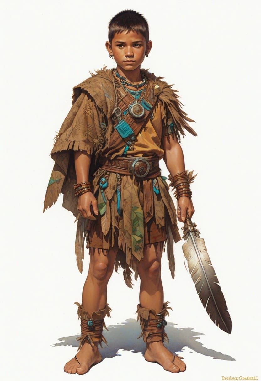 Cherokee Warrior in Vibrant Fantasy Forest