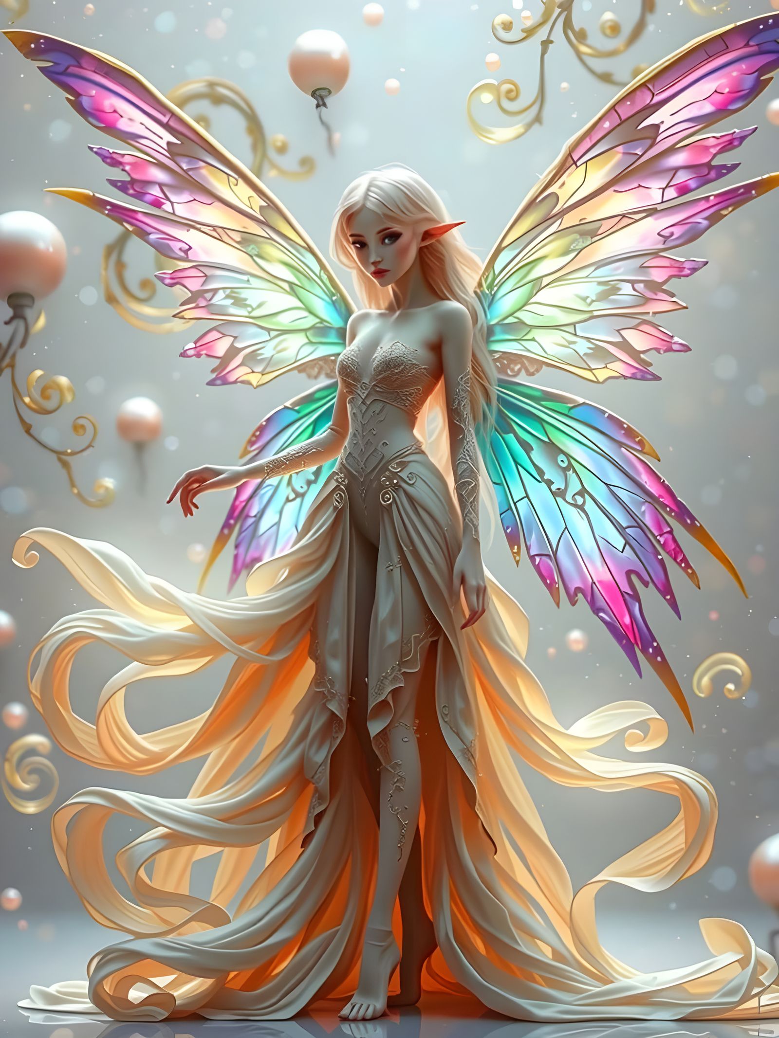 Enchanted Fairy in Shimmering Violet Garments