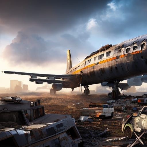 Post-Apocalyptic Airport: Dystopian Digital Art