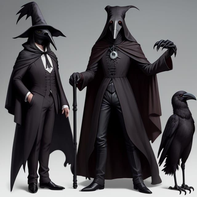 Anthropomorphic Crow Plague Doctor in Costume