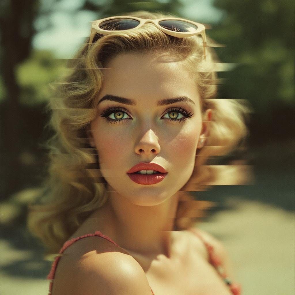 1950s Pin-Up Glitch Art Fusion of Friedlander and Carson