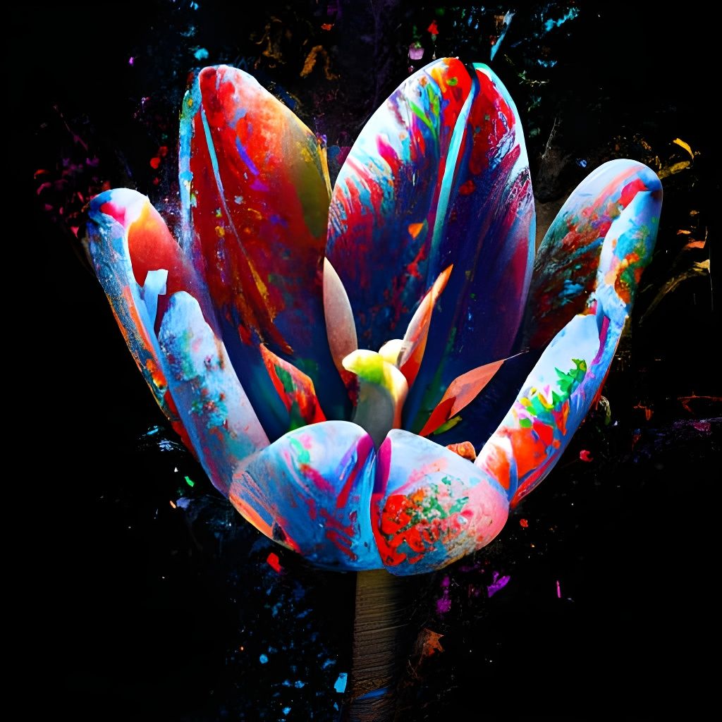 Colorful Splatter-Paint Tulip Field, Digital Art