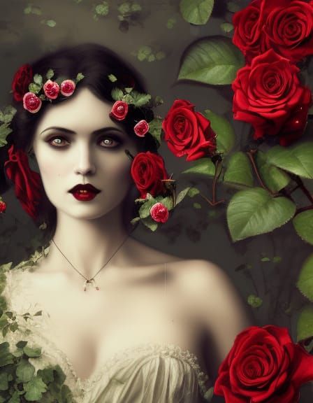 Gothic Dark Academia Flowers in Victorian Style