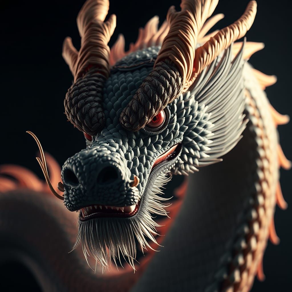 Zhu Long Portrait: Mythological Dragon in Digital Art