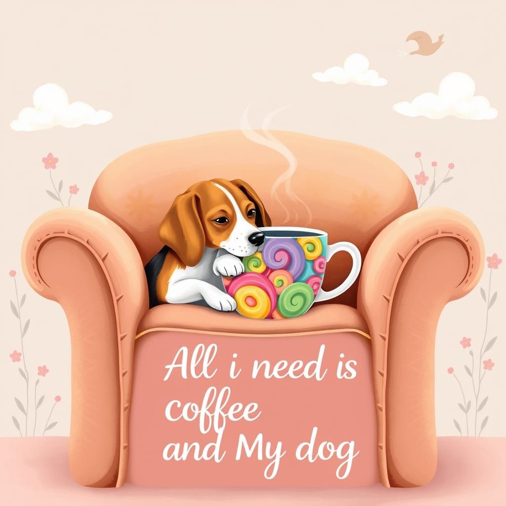 Whimsical Coffee Oasis with Cozy Beagle