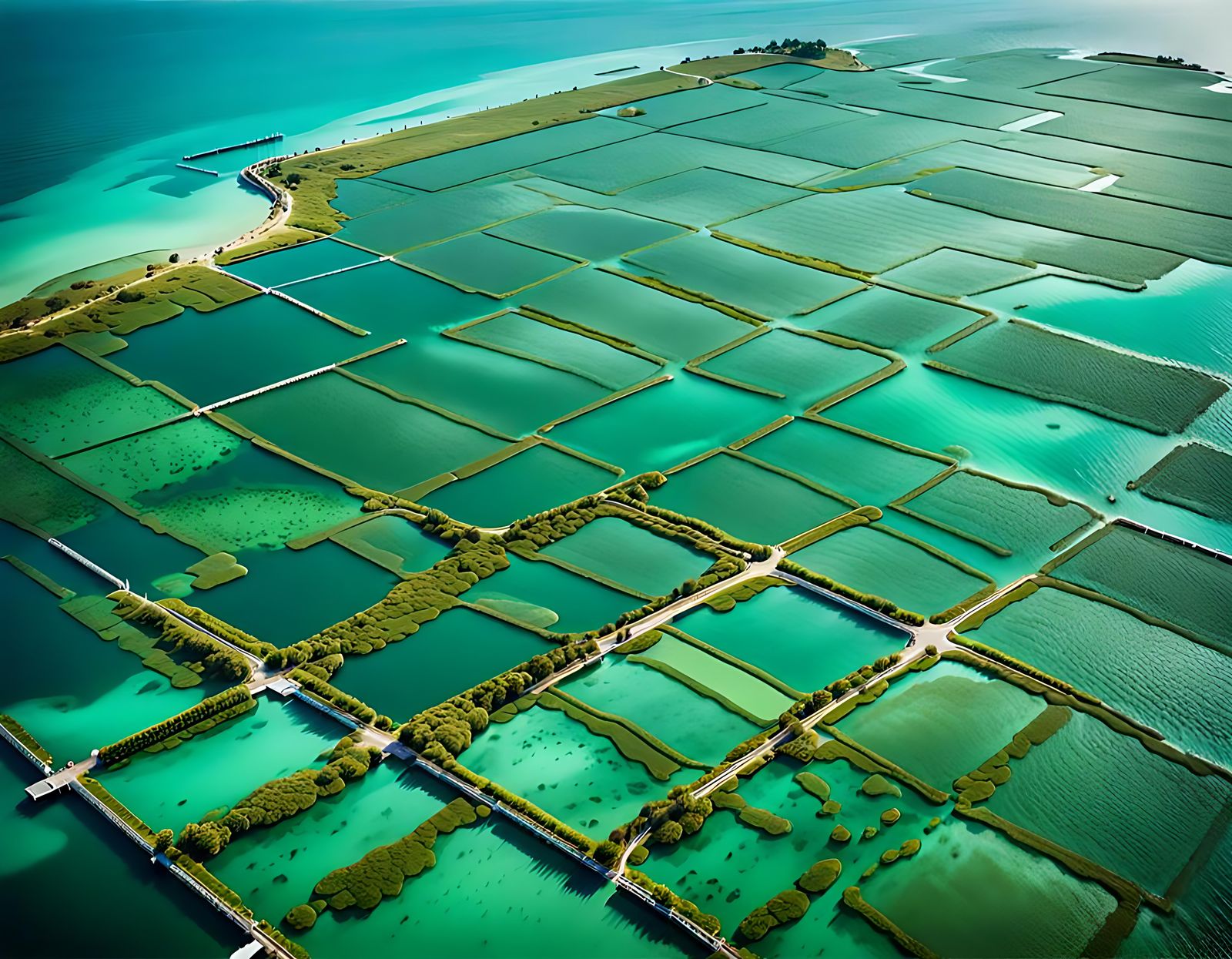 Aerial Seaweed Farm in Turquoise Sea