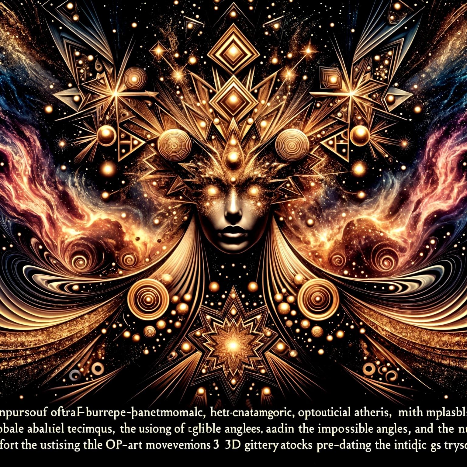 Nebula Goddess in Op Art Style with Geometric Patterns