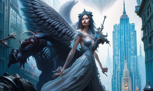 Shattered Glass Christmas Angel in Hyperrealism