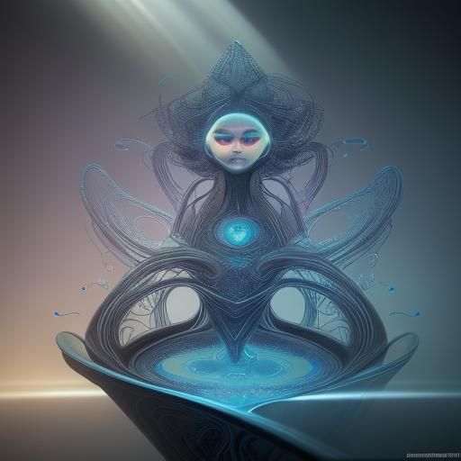 Futuristic City Hologram Projection in Surreal Style