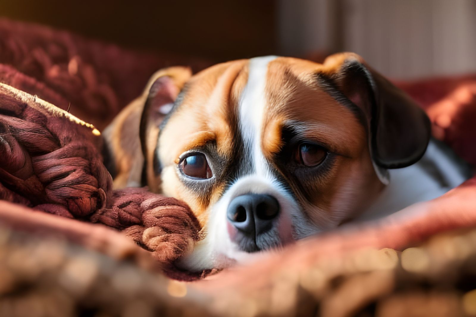 Dog Portrait in Warm Light, Romantic Realism Style