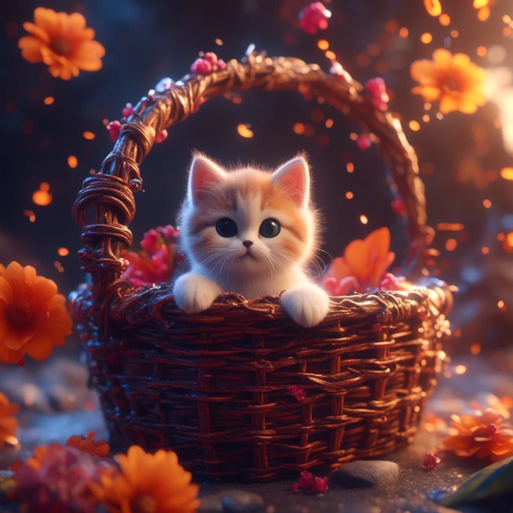 Kitten in a Basket: Detailed Matte Painting