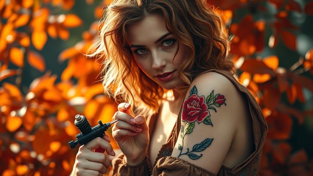 Autumn Tattoo Artist in Golden Light