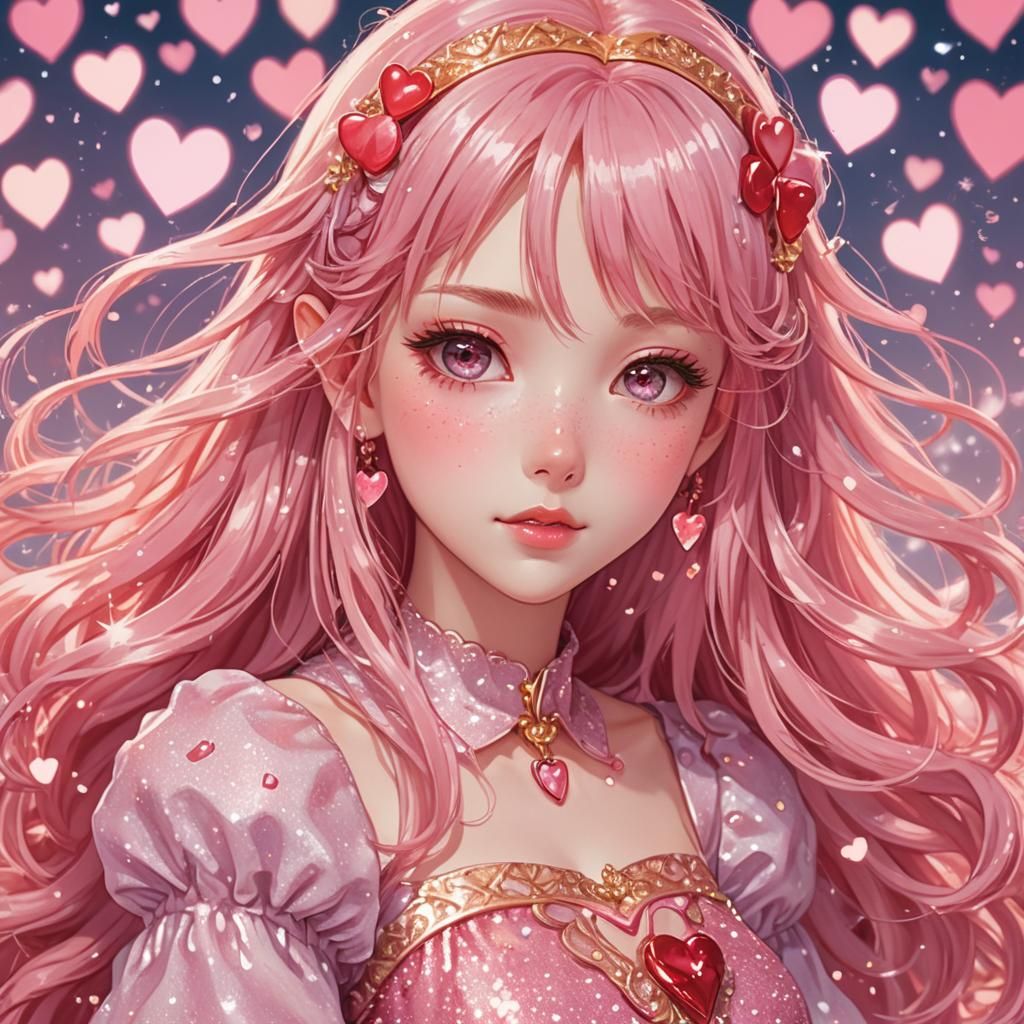 Kawaii Anime Girl Portrait in Pastel Colors