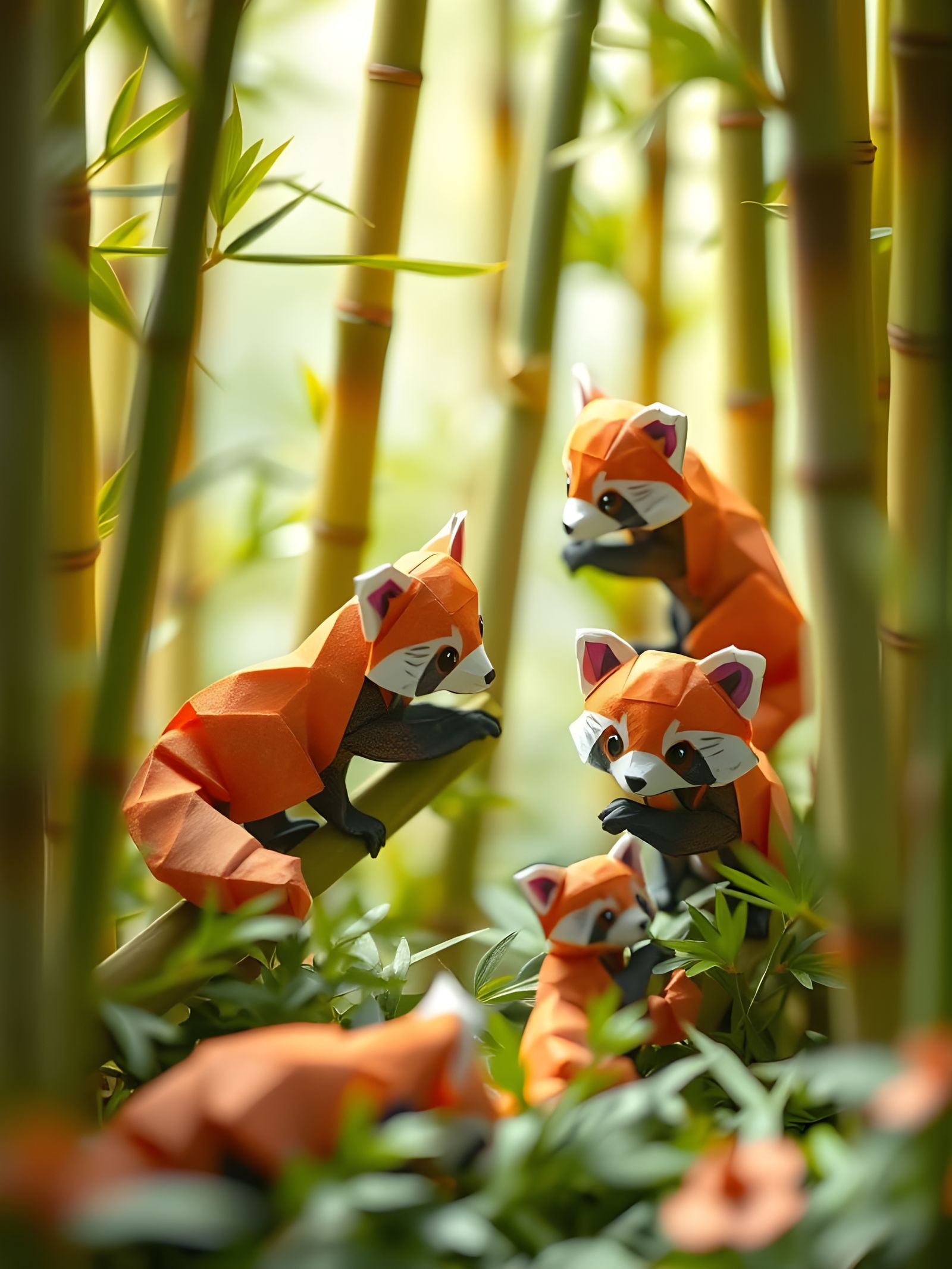 Origami Red panda's.