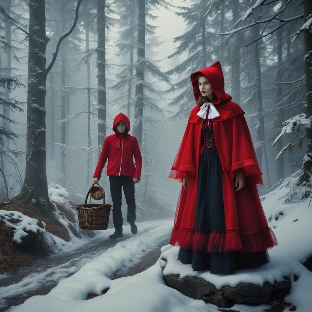 Red Riding Hood in Tulle Cloak