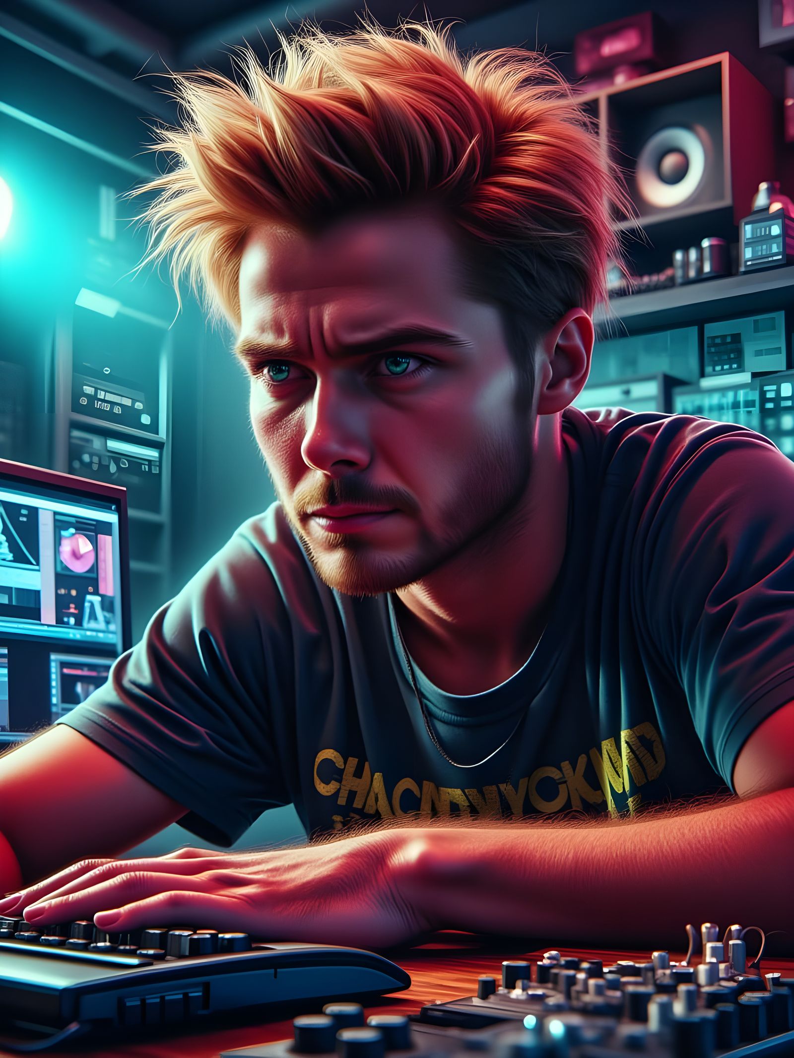 Male Artist Frustrated in Front of Computer