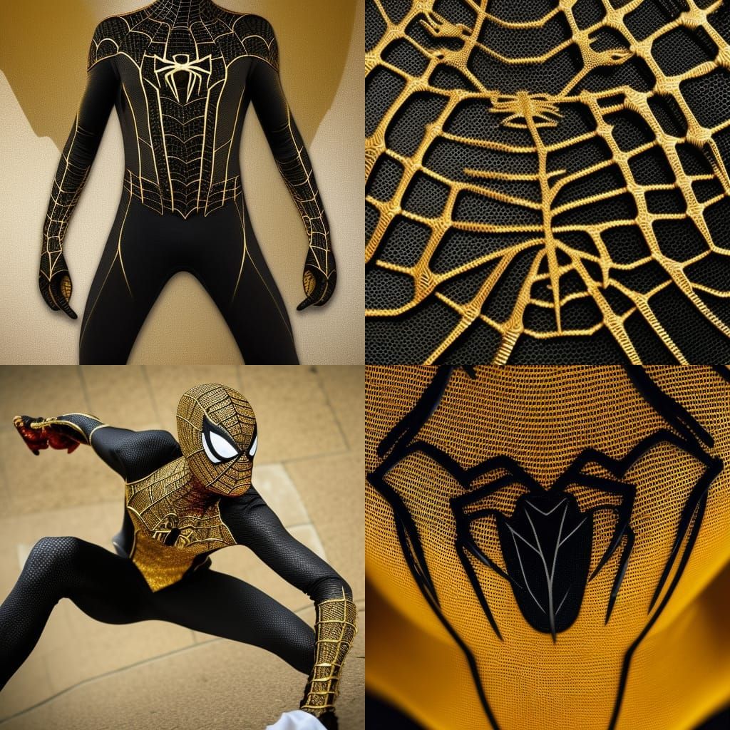 Hyperrealistic Gold and Black Spider-Man Suit