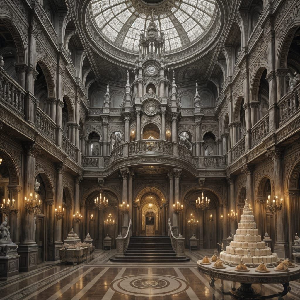 Epic Palace Dessert Buffet in a Grand Digital Painting