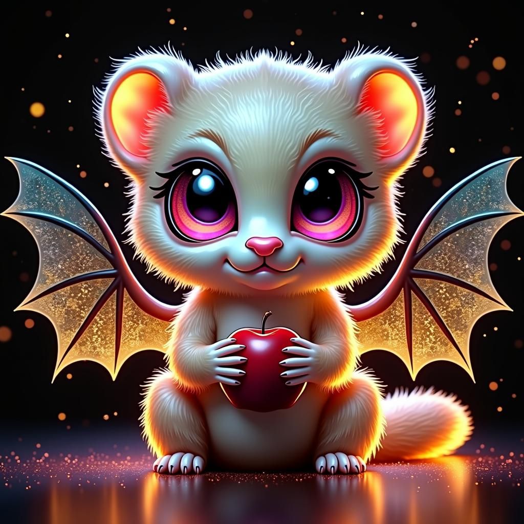 Adorable Android Ferret with Bat Wings