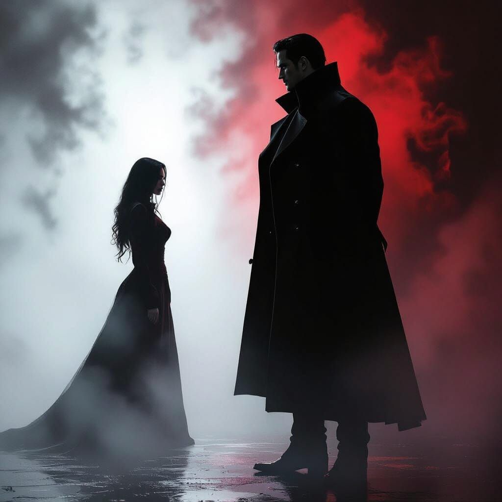 Dark Romantic Thriller Book Cover with Mysterious Couple