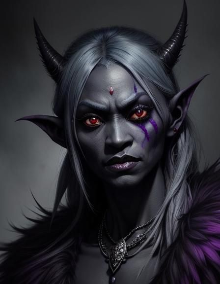 Fierce Drow Warrior Portrait in Hyperrealistic Style