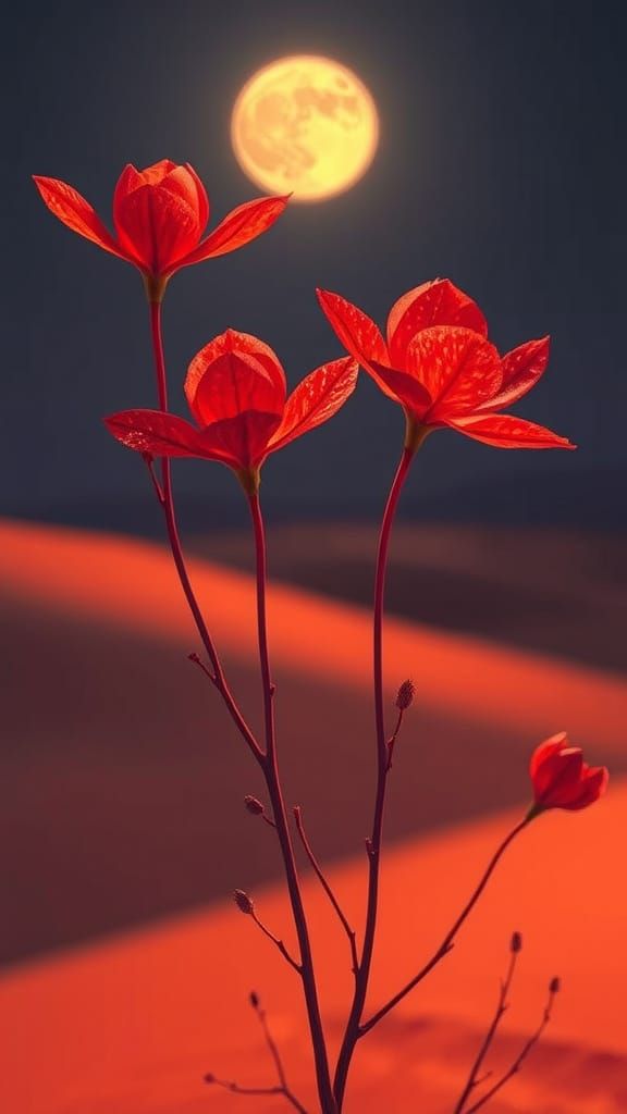 Shimmering Desert Flowers in Ethereal Style