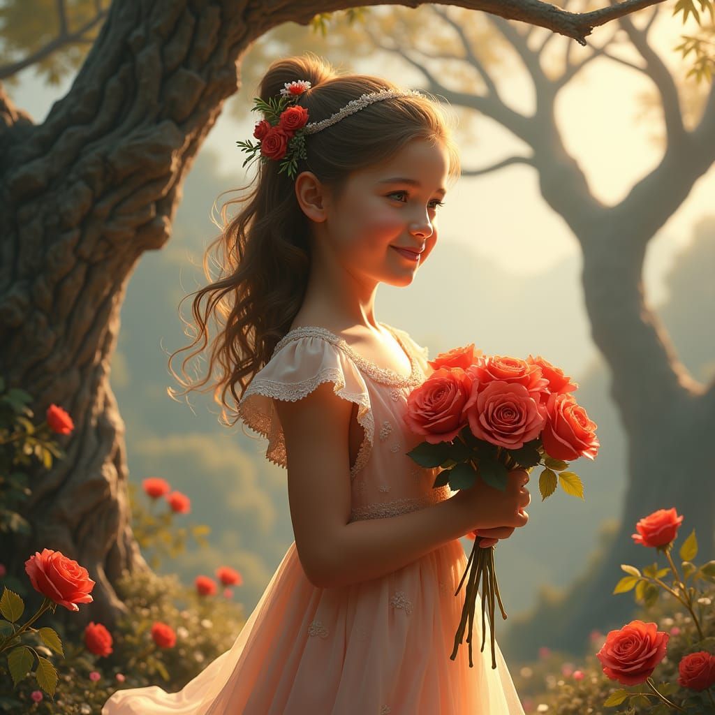 Girl with Roses: Fantasy Concept Art