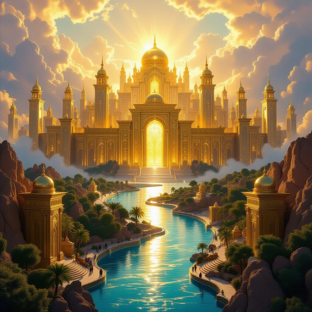 Hyper-Realistic New Jerusalem Descending From Heaven