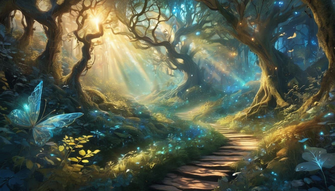 Glowing Forest in Vibrant Digital Art