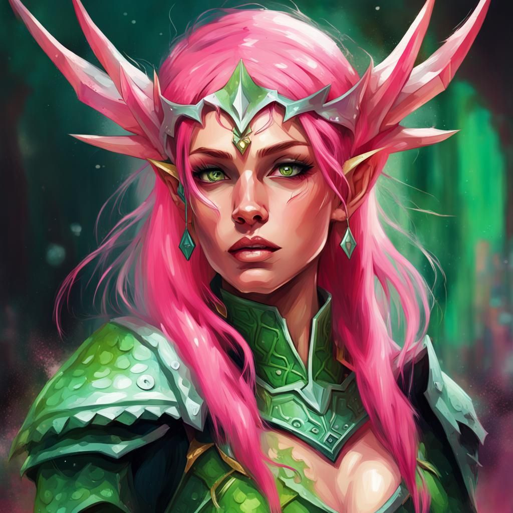 High Elf Princess in Dragon Armor, Graffiti Art