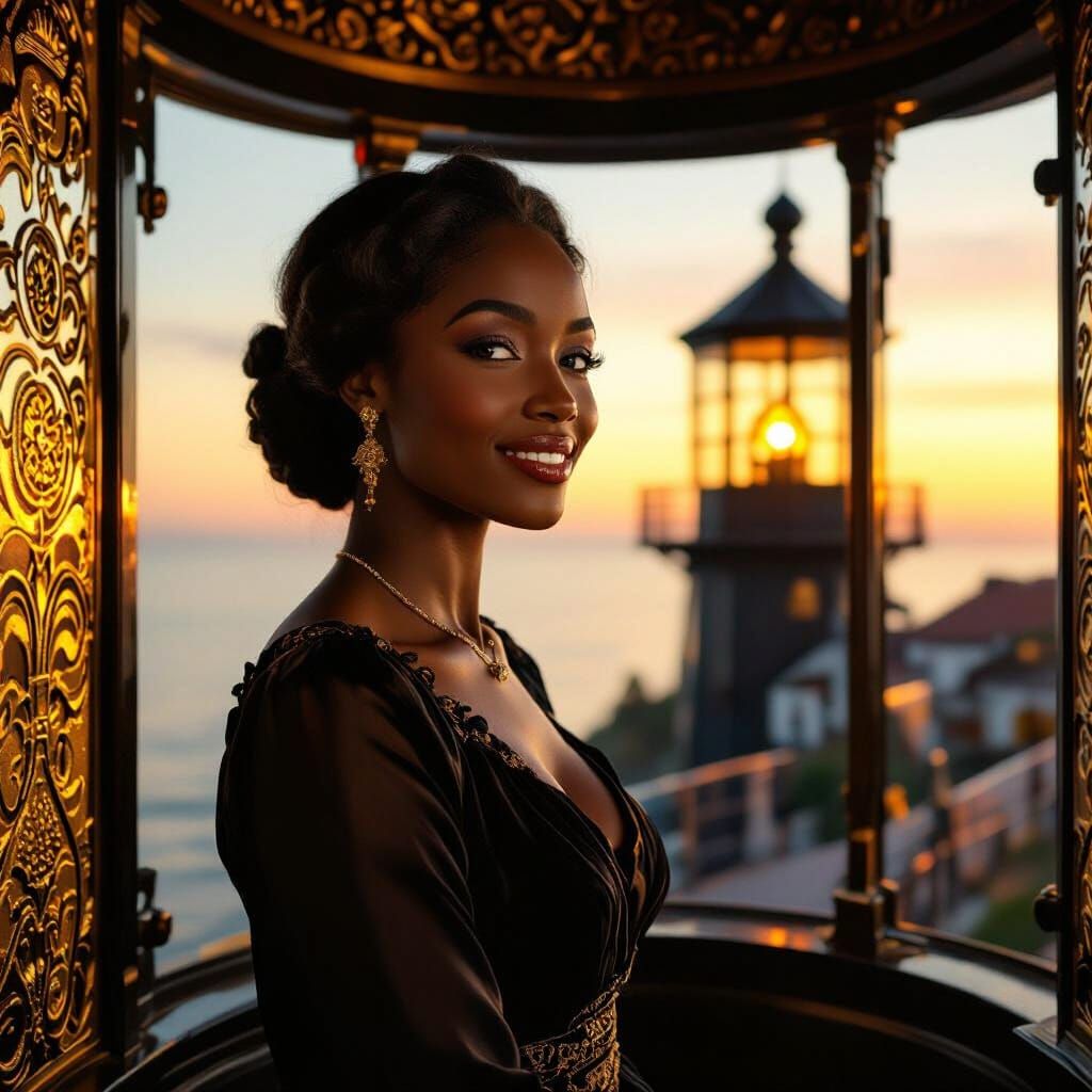 Lighthouse Keeper in Klimt-Inspired Art Nouveau Style