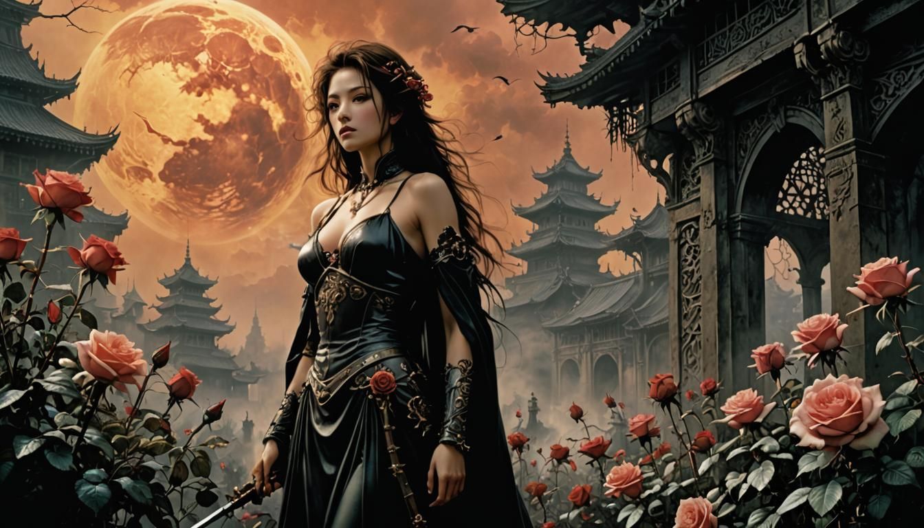 Fantasy Carnivorous Rose Matte Painting