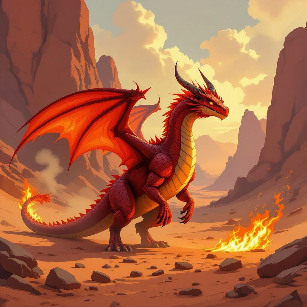 The Pyro-Wyvern is a fearsome and magnificent half-dragon, a dominant creature of pure fire. It dwells in fiery caves at...