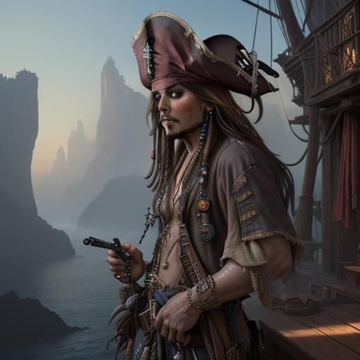 Detailed Matte Painting of Jack Sparrow
