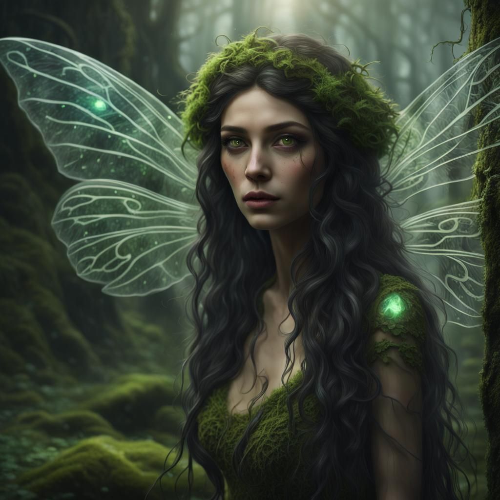 European Fairy Woman in Misty Forest