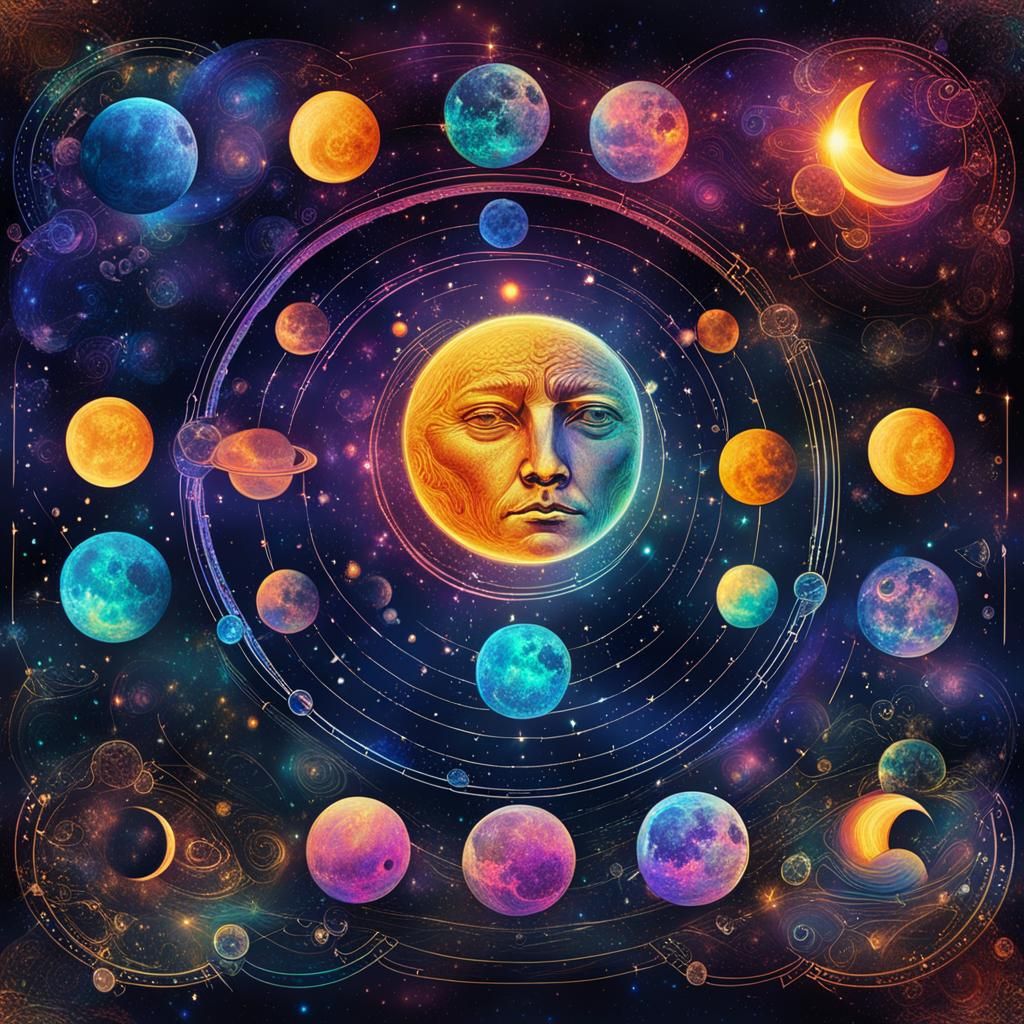 Holographic Solar Eclipse: Cosmic Astral Illustration