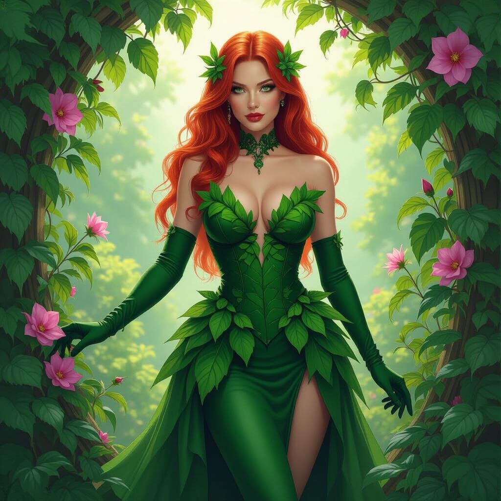 Poison Ivy in a Blooming Garden, Digital Art
