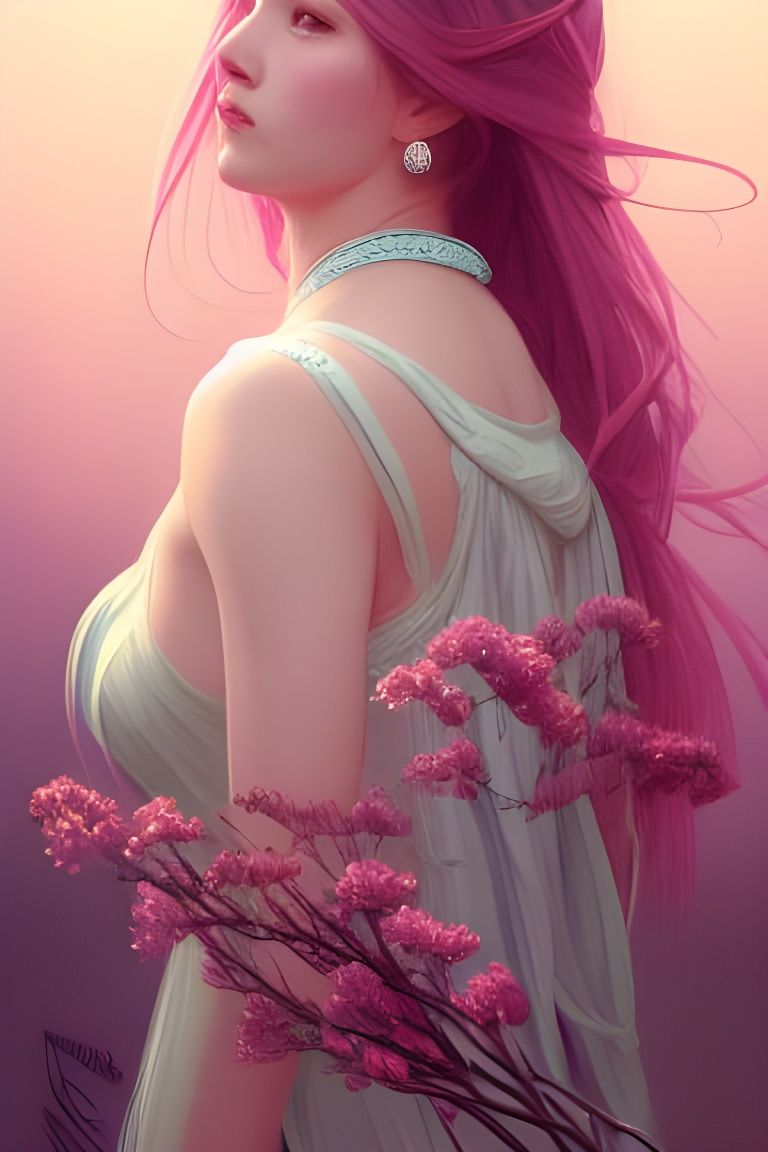 Woman with Pink Hair Concept Art Portrait