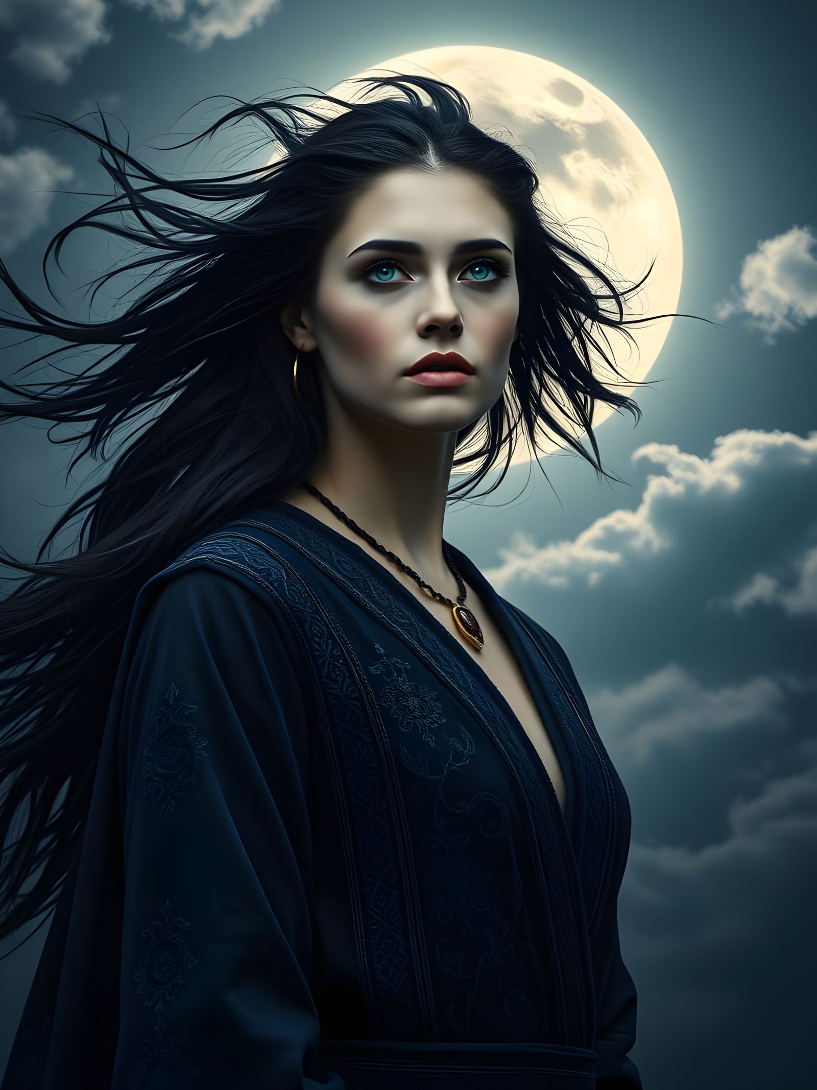 Norse Goddess Under Full Moon