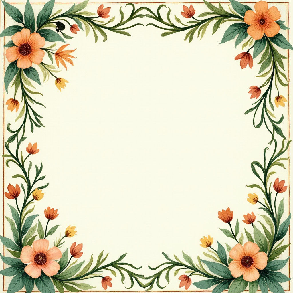 Art Nouveau Floral Borders with Lush Greenery