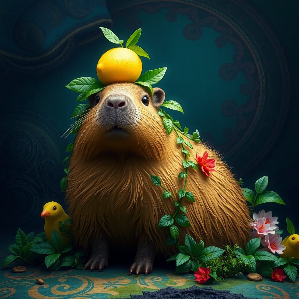 Majestic Capybara in Enchanted Realm