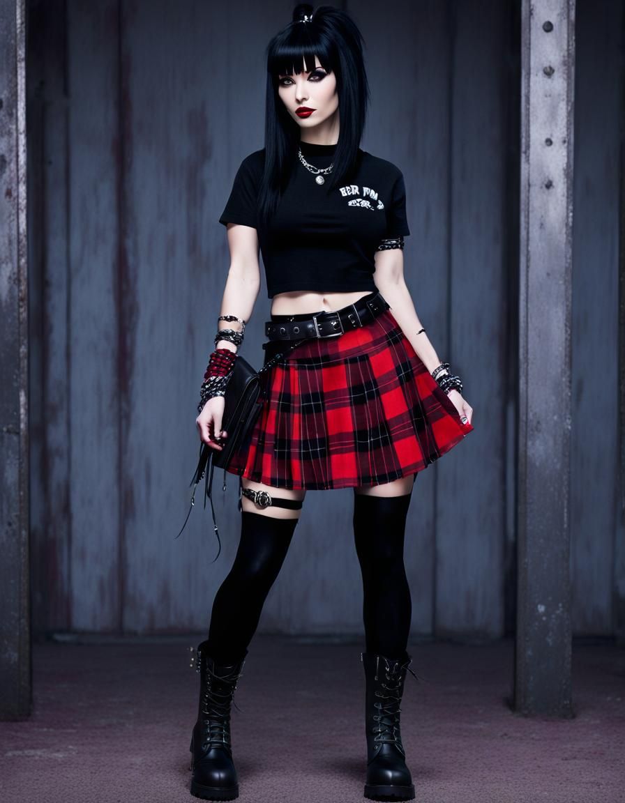 Beautiful Goth Girl with Punk Accessories