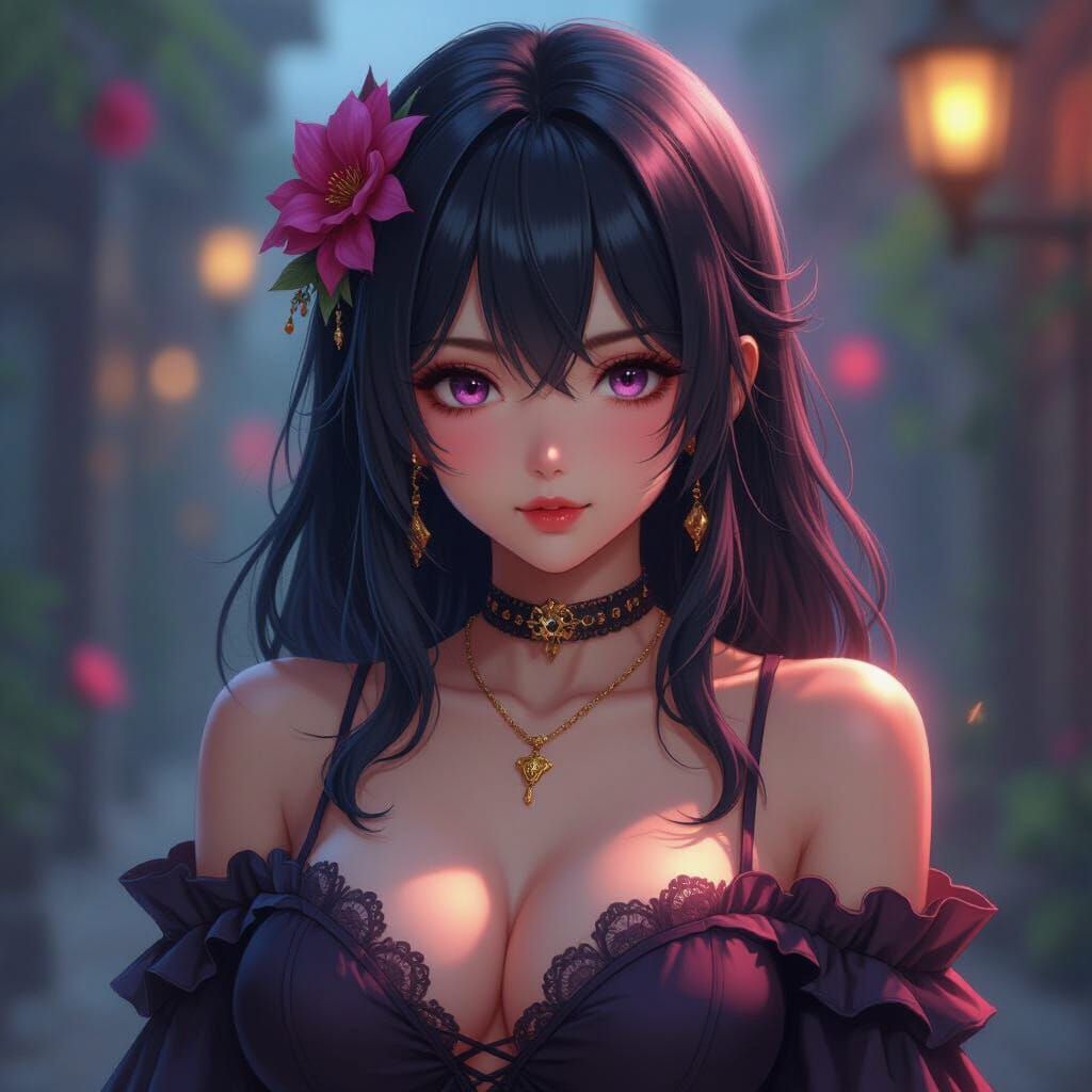 Sensual Anime Girl in Detailed Matte Painting Style
