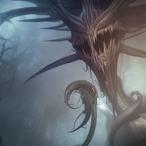 Nightmarish Demon Birth in Giger Style