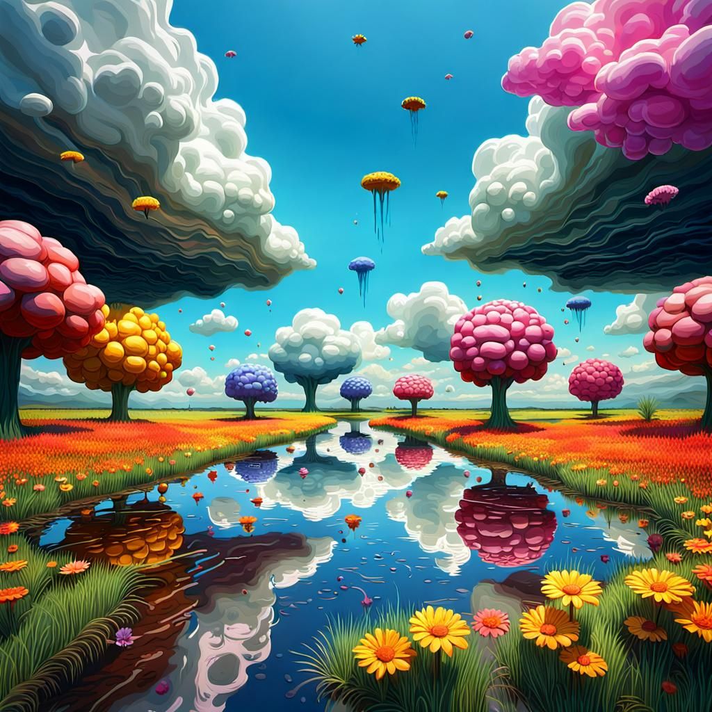 Surreal Jellyfish Creatures in Hypermodern Impasto Style