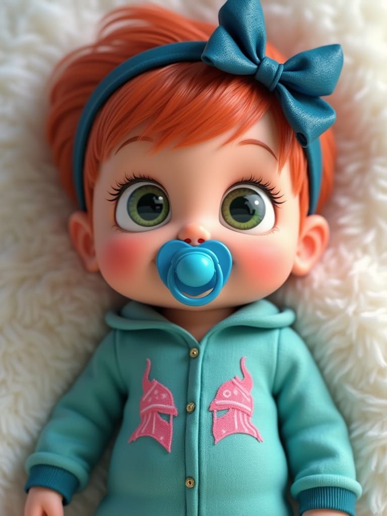 Overhead Cartoon Render of Baby Girl in Pajamas